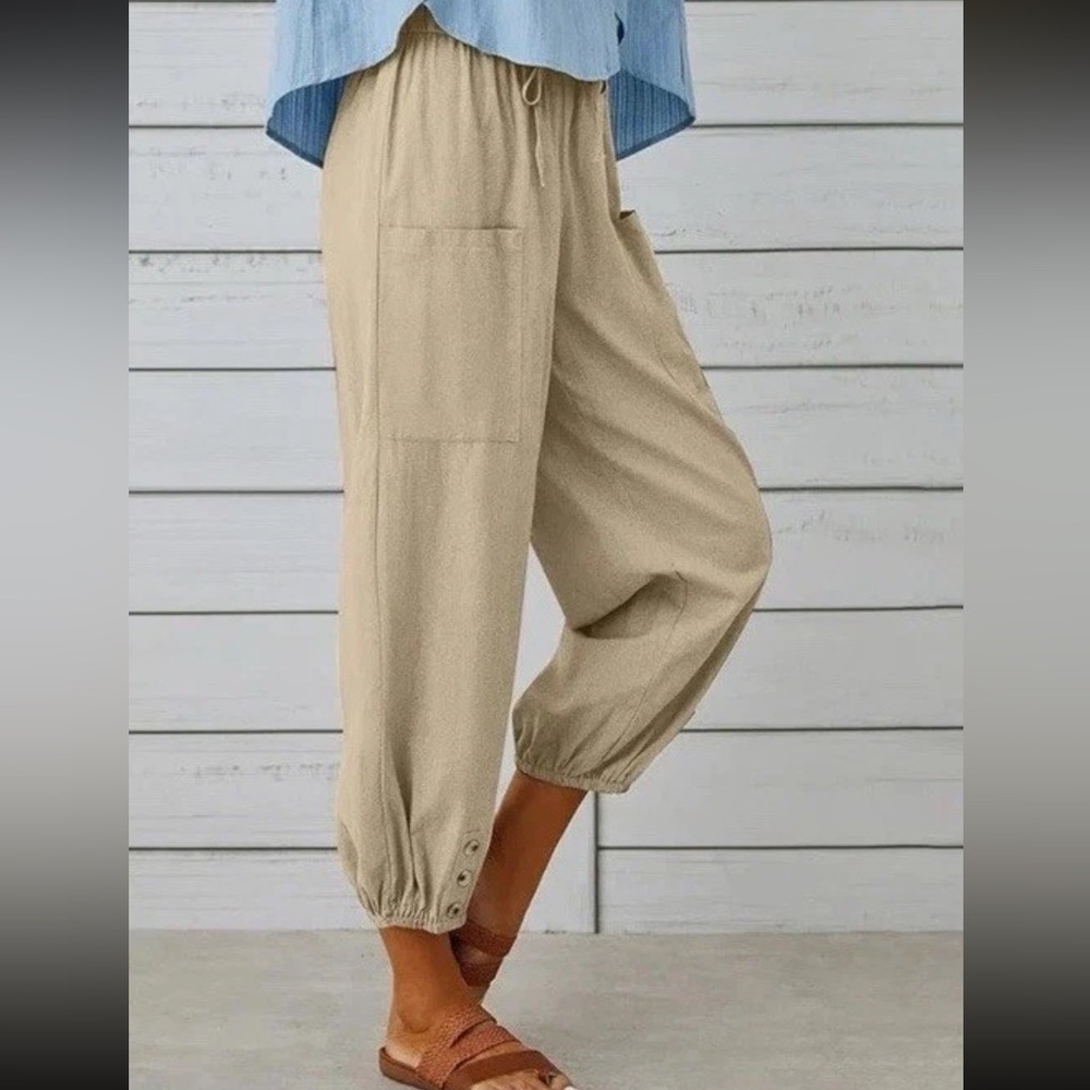 Beige Casual Drawstring Pants - image 3